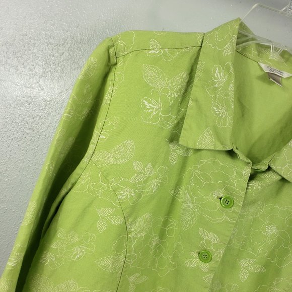 Christopher & Banks Mint Floral Short Sleeve Button Down XL Shirt Top Blouse - Picture 3 of 10